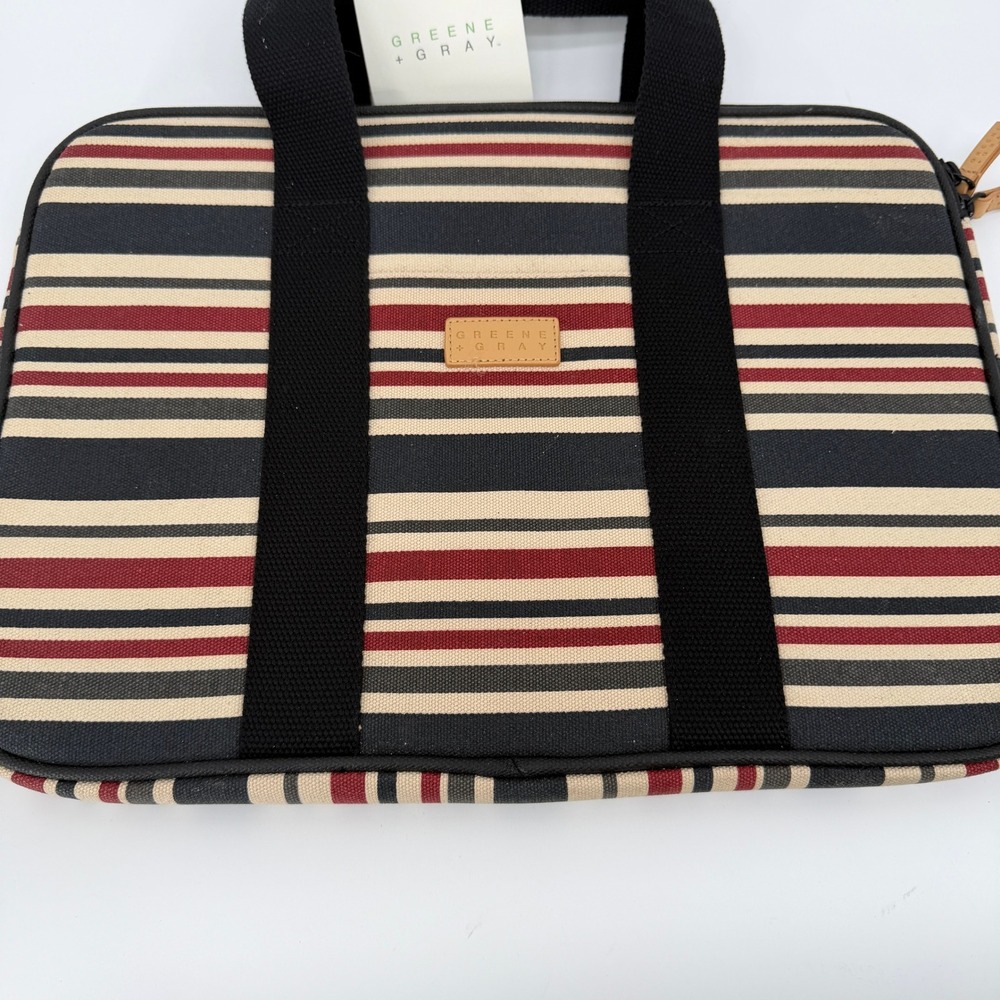 Greene & Gray Brand NWT Striped Laptop Sleeve Nautical Preppy Academic Thin - Picture 2 of 7